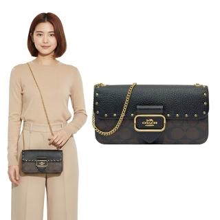 【COACH】Morgan系列棕黑色鉚釘釦式鍊條斜背包(CF474 IMOSN)