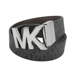 【Michael Kors】新款金屬字母滿版LOGO皮帶36S1LBLY1B(字母黑灰)