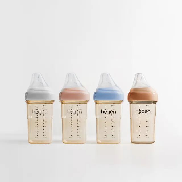 【hegen】總代理｜PCTO™金色奇蹟PPSU多功能方圓型寬口奶瓶 240ml 雙瓶組(嫣粉/沁藍/漾紫/柔褐楓)