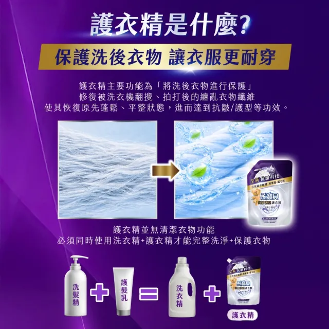 【熊寶貝】抗皺護型護衣精補充包910g(清新白麝香/晨光梔子花)