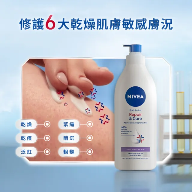 【NIVEA 妮維雅】極潤低敏修護乳液-無香版500ml(身體乳液/溫和舒緩/乾燥敏感)