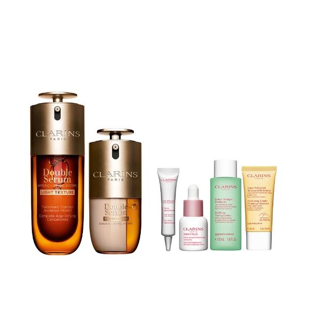 【CLARINS 克蘭詩】清爽雙萃底妝加乘組(黃金雙萃精華-清爽版 50ML+黃金雙萃精華粉底液30ml_L2W)