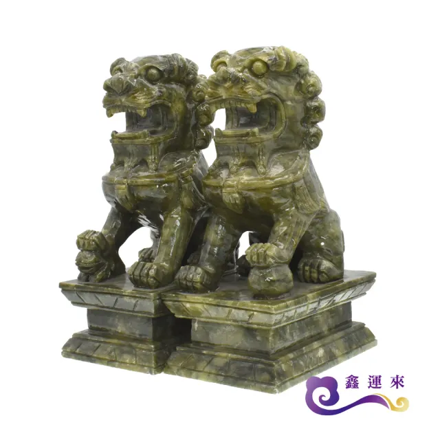 【鑫運來】◎青玉雙獅聚財擺件(大)