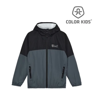【Brands4Kids】黑灰拼接長袖防風連帽外套_ColorKids系列(5種尺寸可選)