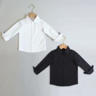 【橘魔法】純白素色長袖襯衫 大童 花童 男童 兒童 童裝 長袖上衣 才藝表演 畢業典禮 白色襯衫 黑色襯衫