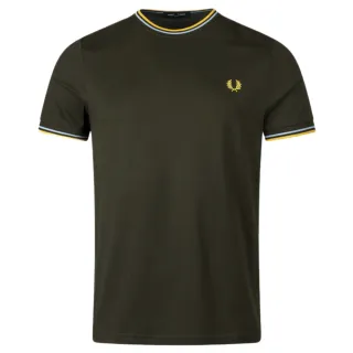 【FRED PERRY】男款 刺繡LOGO 短袖T恤-深綠色(S號、M號、L號、XL號)