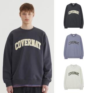 【COVERNAT】官方旗艦館 拱形Logo大學T(UNI圓領上衣 炭灰/燕麥/紫色)