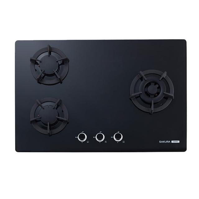 【SAKURA 櫻花】三口大面板易清檯面爐_黑玻璃(G2633G 原廠保固原廠基本安裝)