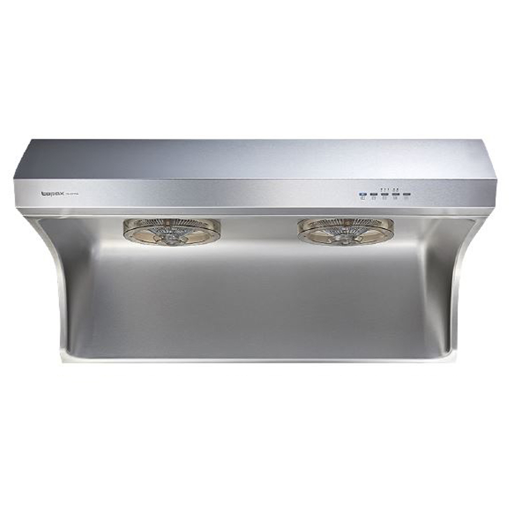  Topax莊頭北 TR-5735 斜背式抽油煙機，採用臺灣製造不鏽鋼材質，耐用且易清潔。電子式按鍵開關，3段風量調節，尺寸890×543×400mm，適閤中型廚房。110V/60Hz電壓，1年保固，BSMI許可R51085，標準安裝，提供高效排煙保護廚房環境。 