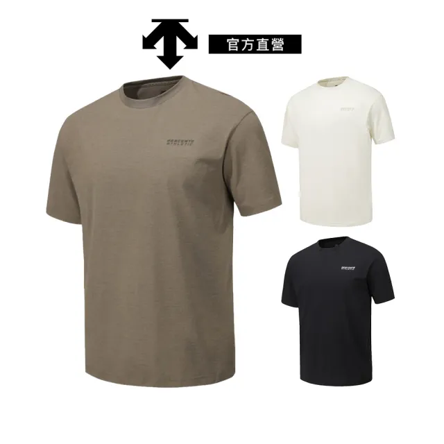 【DESCENTE】迪桑特 男士 背後印花落肩寬鬆短袖T恤(黑色/棕色/米白色)