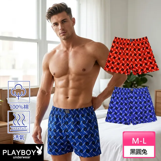 【PLAYBOY】3件組 精梳棉印花開襟舒適四角褲-廠出(四角內褲/男內褲)