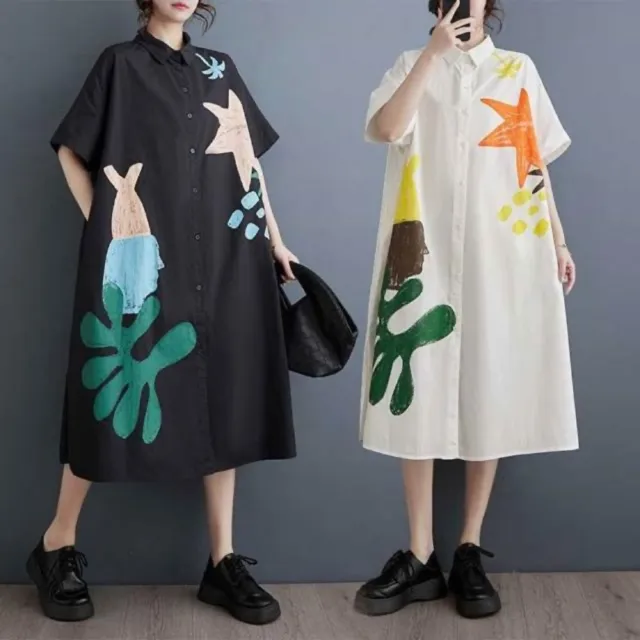 【巴黎精品】極速出貨 連身裙寬鬆洋裝長裙連衣裙A字裙休閒大碼女裝(五分袖文藝圓領長裙女裙子5款a1fd57)