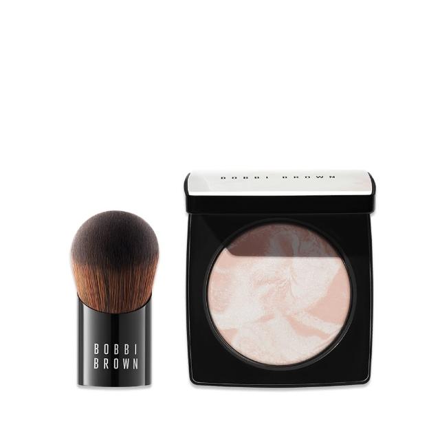 【Bobbi Brown 芭比波朗】嫩透亮膚大師定妝組(大理石粉嫩蜜粉餅+定妝刷/控油x提亮)