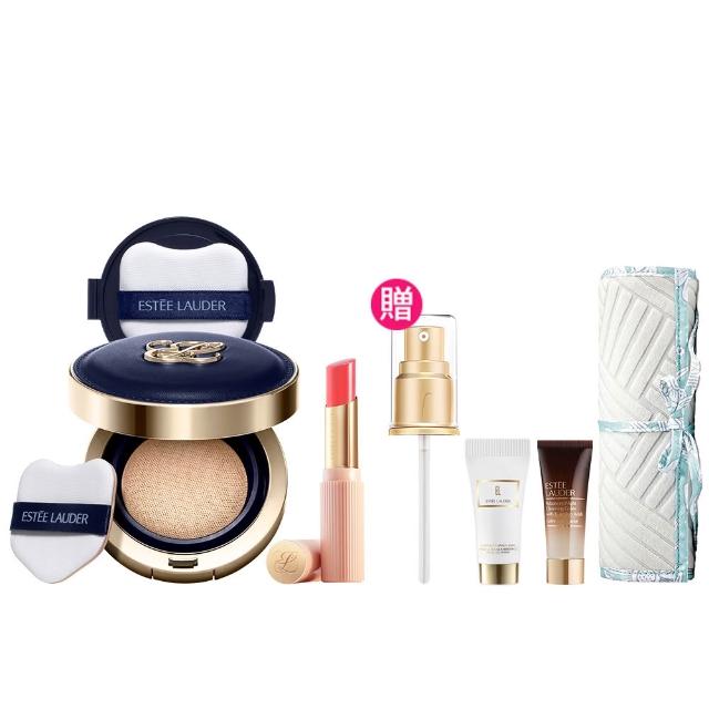 【Estee Lauder 雅詩蘭黛】粉磨皮氣墊水啵啵潤唇膏組(完美鎖妝氣墊粉餅+水啵啵琉璃潤唇膏/IU同款/底妝)