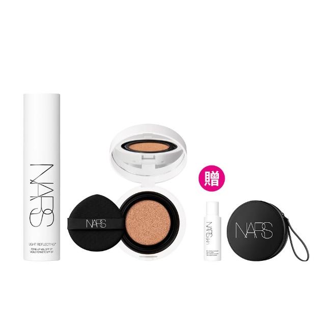 NARS 水光底妝必收組為底妝愛好者必備，包含多款水光感底妝產品，輕盈服帖不厚重，持妝力強，打造自然透亮肌膚。適合日常與特殊場合使用，讓肌膚擁有無瑕透光的完美底妝效果。