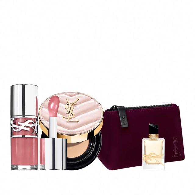 【YSL】官方直營 超模光感嫩唇彩妝組(超模光感精華水氣墊+情挑誘光嫩唇凍)