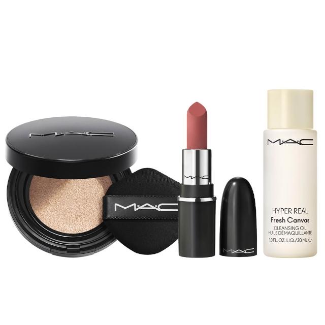 【M.A.C】超持妝霧絲絨氣墊粉餅/柔霧唇膏迷你版(氣墊粉餅SPF 50/PA+++/唇膏迷你版 1.7g  /防曬)