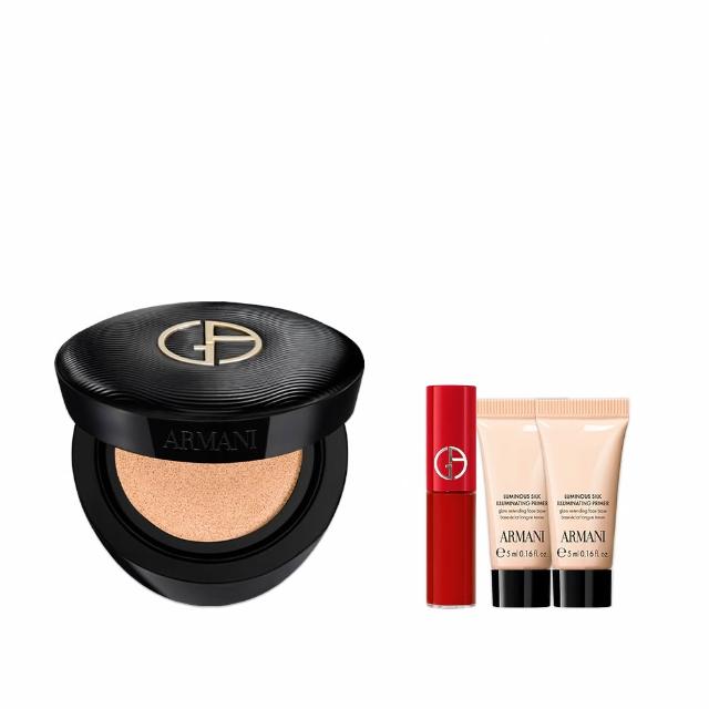 【ARMANI 亞曼尼】官方直營 訂製奢潤緞光氣墊粉餅(粉盒+粉蕊/氣墊/底妝/GA)