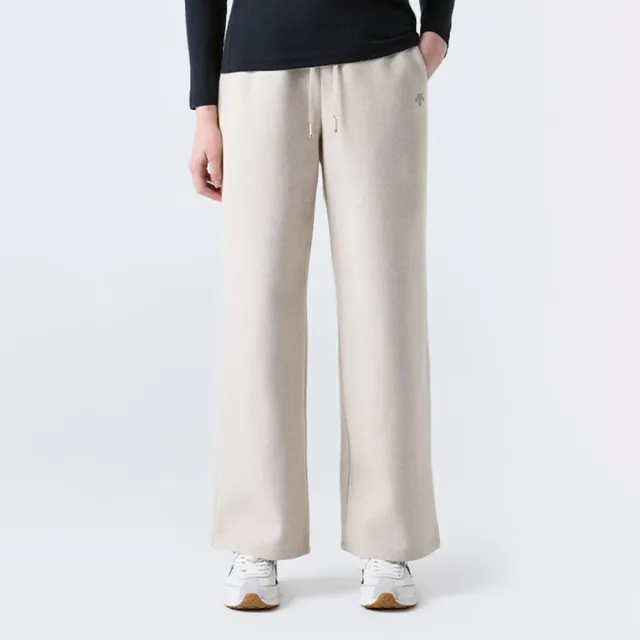 【DESCENTE】長褲 女 運動褲 寬鬆版型 WOMEN WOOL-LIKE WIDE FLEECE PANTS 燕麥 SR122PFP11-OAT0