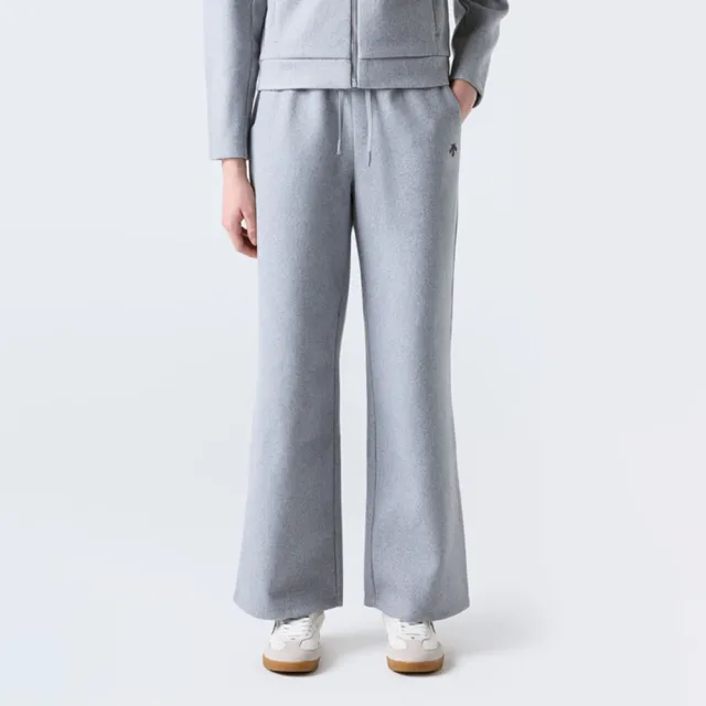 【DESCENTE】長褲 女 運動褲 寬鬆版型 WOMEN WOOL-LIKE WIDE FLEECE PANTS 灰 SR122PFP11-MGRY