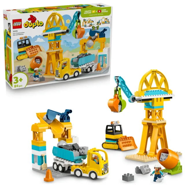 【LEGO 樂高】得寶系列 10476 3 合 1 工地和車輛(啟蒙玩具 玩具車 積木 兒童玩具)
