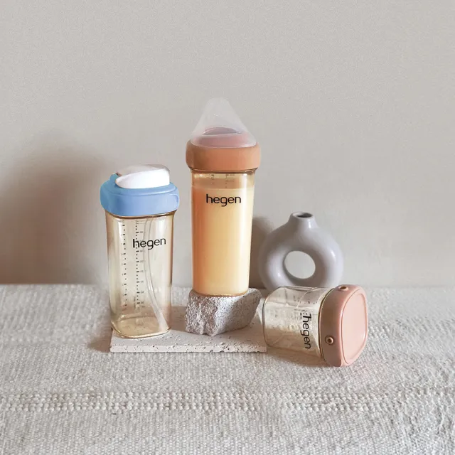 【hegen】總代理｜PCTO™金色奇蹟PPSU多功能方圓型寬口奶瓶 330ml 雙瓶組(嫣粉/沁藍/漾紫/柔褐楓)