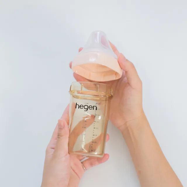 【hegen】總代理｜PCTO™金色奇蹟PPSU多功能方圓型寬口奶瓶 330ml 雙瓶組(嫣粉/沁藍/漾紫/柔褐楓)