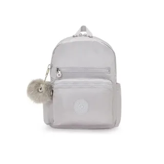 【KIPLING】霧粉銀雙前袋後背包-JUDY M