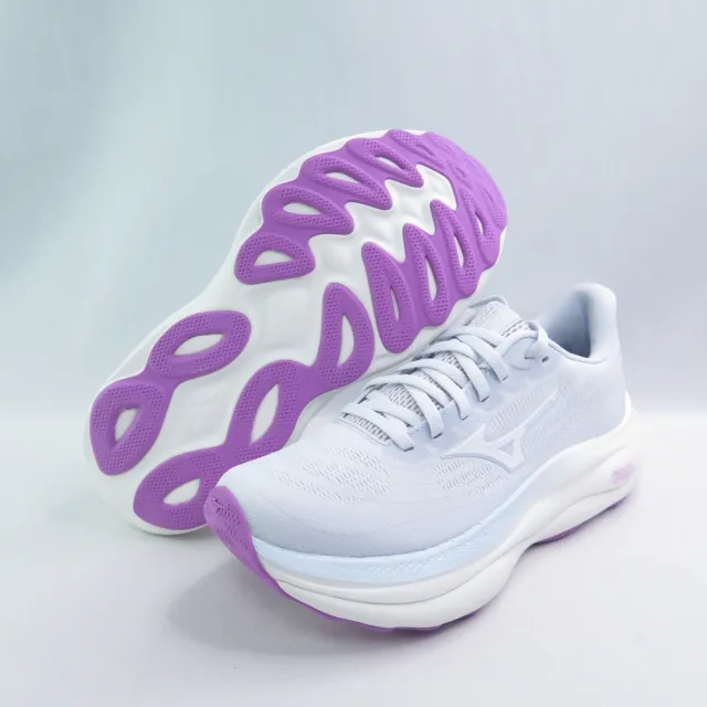 MIZUNO 美津濃】WAVE SKY 9 女慢跑鞋(J1GD250273 淺灰x白) - momo購物