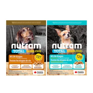 即期品【Nutram 紐頓】T27/T28無穀全能系列狗飼料1.13kg/2.5lb(火雞/鮭魚/小顆粒、狗糧)