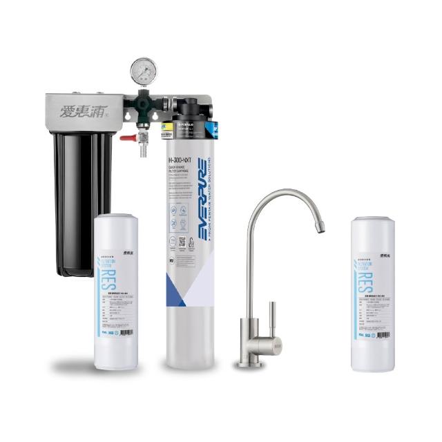 【EVERPURE 愛惠浦】櫥下型 PURVIVE Duo-H300NXT兩道式生飲淨水器(升級不鏽鋼龍頭/前置樹脂)