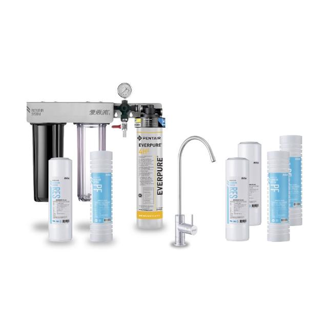 Everpure愛惠浦 Trio-4H2 櫥下型淨水器，採用先進濾芯淨水技術，提供純淨飲用水。尺寸 H51xW42xD14cm，適合5公升以上使用需求。適用多款濾芯如 RES-800、AC2、4C2 等，美國原裝進口，1年保固，公司貨。BSMI許可字號 R3G712，確保安全高效淨水，理想家庭飲水解決方案。