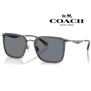 【COACH】亞洲版 時尚簡約方框太陽眼鏡 金屬鏡臂 HC7171 945755 56mm 透灰框灰色鏡片 公司貨