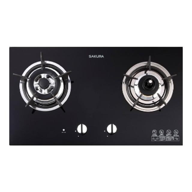 【SAKURA 櫻花】二口節能黑色強化玻璃防乾燒檯面爐(G-2820G 原廠技師到府 基本安裝)