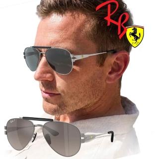 【RayBan 雷朋】限量法拉利聯名款 復古飛官偏光太陽眼鏡 RB3762M F1245J 鐵灰框漸層偏光鏡片 公司貨