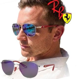 【RayBan 雷朋】限量法拉利聯名款 偏光太陽眼鏡 RB3659M F031/H0 銀框水銀偏光鏡片 公司貨