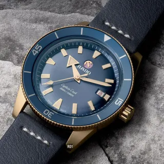 【Rado 雷達表】廣告款 Captain Cook Bronze庫克船長青銅300米藍色42㎜款 R01(R32504205)