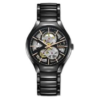 【Rado 雷達表】廣告款 True真我開芯鏤空機械錶 芯動黑40㎜款 R01(R27100162)