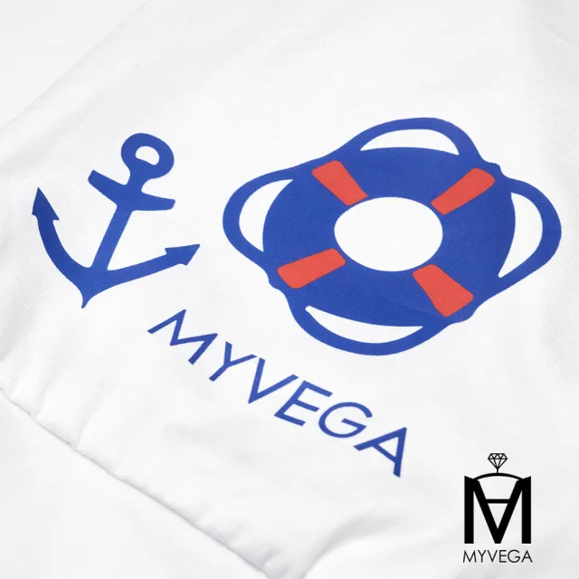 【MYVEGA 麥雪爾】MA絲光棉海軍風拼接條紋上衣-白