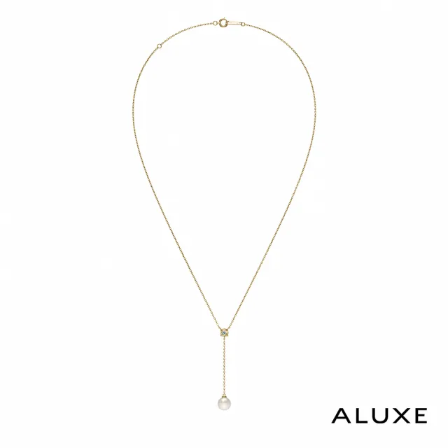 【ALUXE 亞立詩】天然淡水珍珠 7-7.5mm 10K金 閃耀鑽石珍珠垂墜項鍊(珍愛系列 Be shining NN0223)