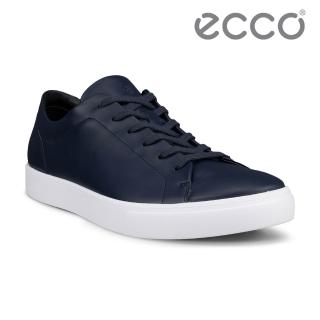 【ecco】SOFT 10 M 柔酷簡約經典絨面皮革休閒鞋 男鞋(海洋藍 56011401038)