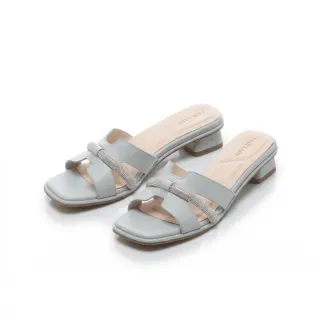 【FAIR LADY】芯太軟 精品晶鑽低跟寬版拖鞋(藍/2E3172 女鞋)