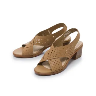 【FAIR LADY】芯太軟 鏤空雕花交叉帶粗中跟涼鞋(裸麥/2B2670 女鞋)