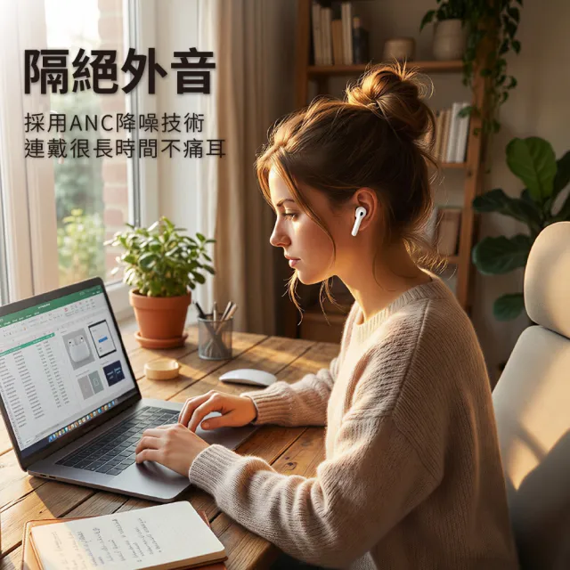 T116Ai ANC抗噪藍牙耳機(入耳式 通勤通話降噪TWS Type-C充電 藍牙5.4)