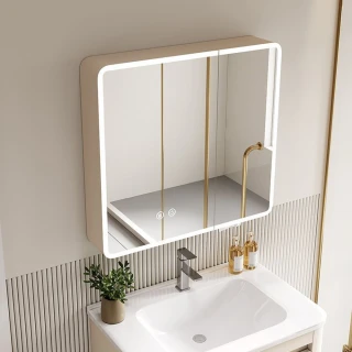 太空鋁智能浴櫃鏡櫃(浴室櫃 收納櫃 儲物櫃 化妝鏡櫃 浴室鏡-70*70CM)