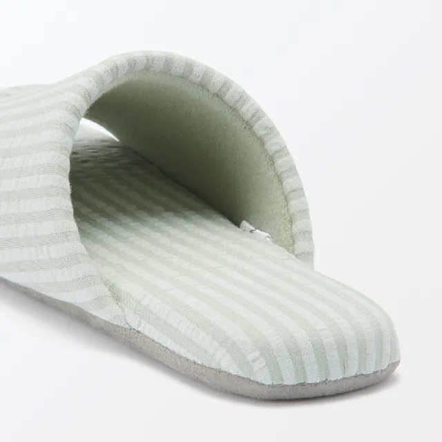 【MUJI 無印良品】凹凸織前開拖鞋(藍色/淺綠)