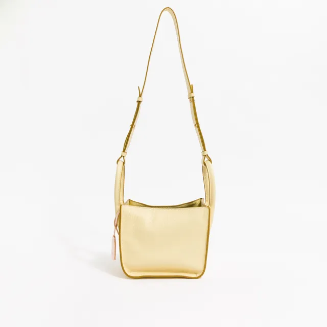 【uniarts】歐系真皮LU手提肩背兩用包-迷你(淡黃)