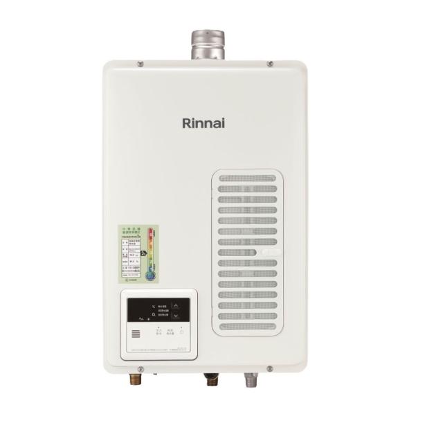 Rinnai林內牌 REU-V1613WFA Rinnai 林內 REU-V1613WFA 瓦斯熱水器,採用日本原裝進口,FE強制排氣式設計,配備數位恆溫控溫功能及電子式連續點火,提供穩定16L熱水輸出。適用天然氣及桶裝瓦斯,能源效率第二級,尺寸350×538×170mm,保固1年,BSMI認證R41095,適閤家庭使用,提升熱水舒適度。