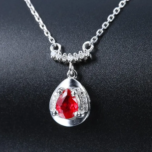 海斯珠寶 30分天然紅寶石 18K白金鑽石項鍊 鎖骨鏈 水滴形設計 精緻排鑽工藝 高級珠寶 送禮首選