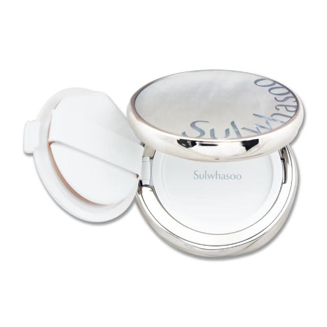 Sulwhasoo雪花秀完美珍珠光精華氣墊，專櫃級保養氣墊，SPF50以上防曬係數，輕盈遮瑕同時提亮膚色，適合一般膚色、白皙膚色及健康膚色使用，打造自然透亮肌。